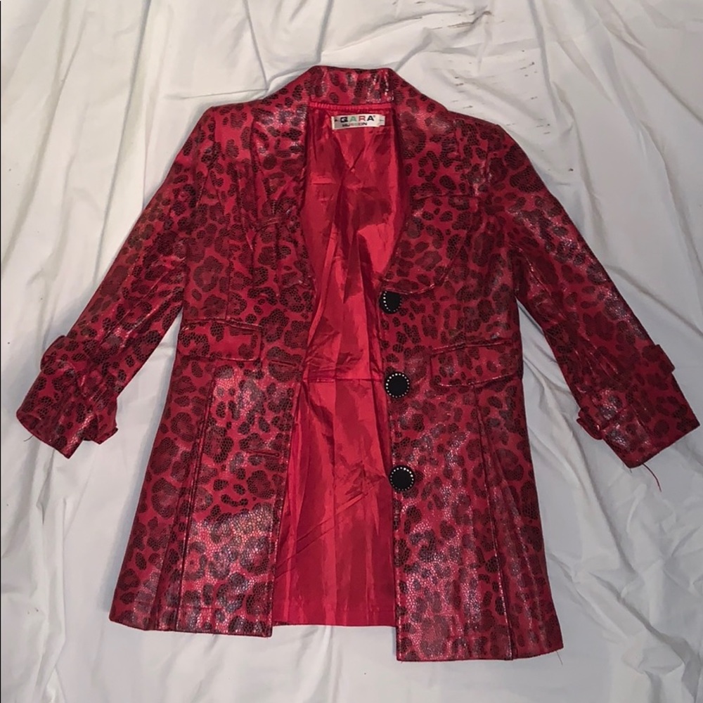 Red and black leather blazer